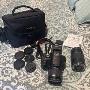 Canon Black Rebel T7 DSLR Camera with 2 Lens and Bag